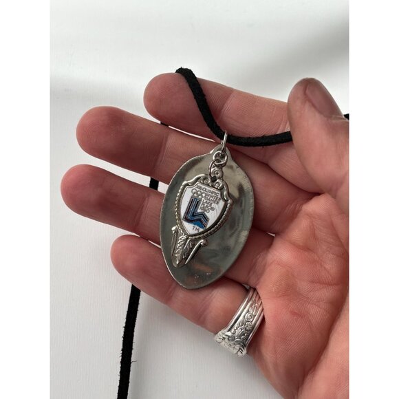 Vintage Souvenir Spoon Pendant Necklace: 1980 Olympic Games Lake Placid - Picture 3 of 8